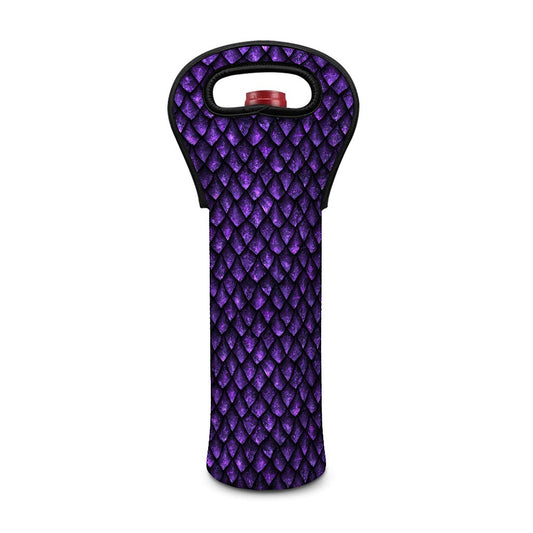 Purple Dragon Scales Pattern Print Single Neoprene Wine Tote