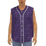 Purple Dragon Scales Pattern Print Sleeveless Baseball Jersey