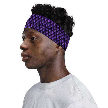 Purple Dragon Scales Pattern Print Sports Headband