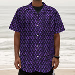 Purple Dragon Scales Pattern Print Textured Short Sleeve Shirt