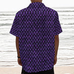 Purple Dragon Scales Pattern Print Textured Short Sleeve Shirt