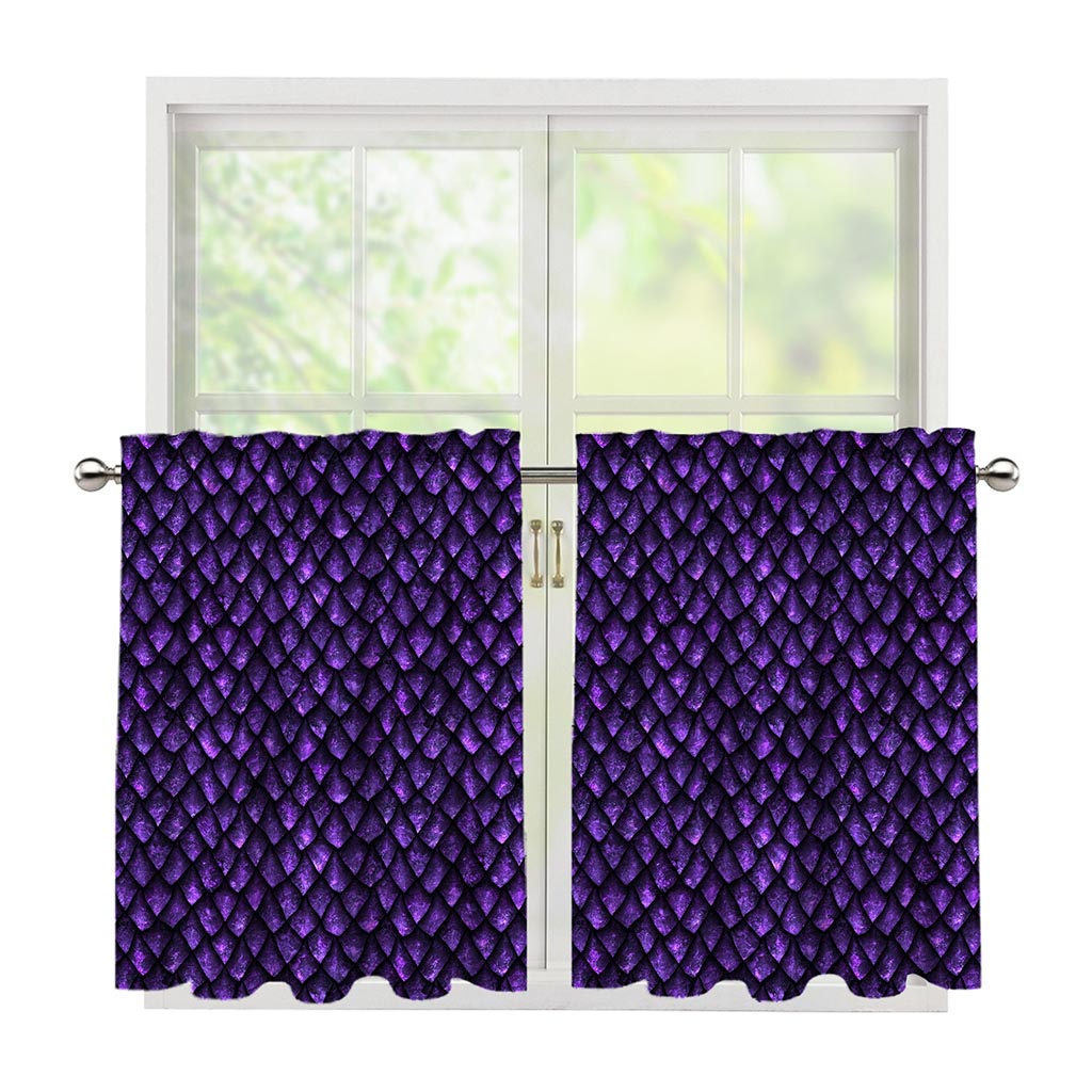 Purple Dragon Scales Pattern Print Tier Curtains