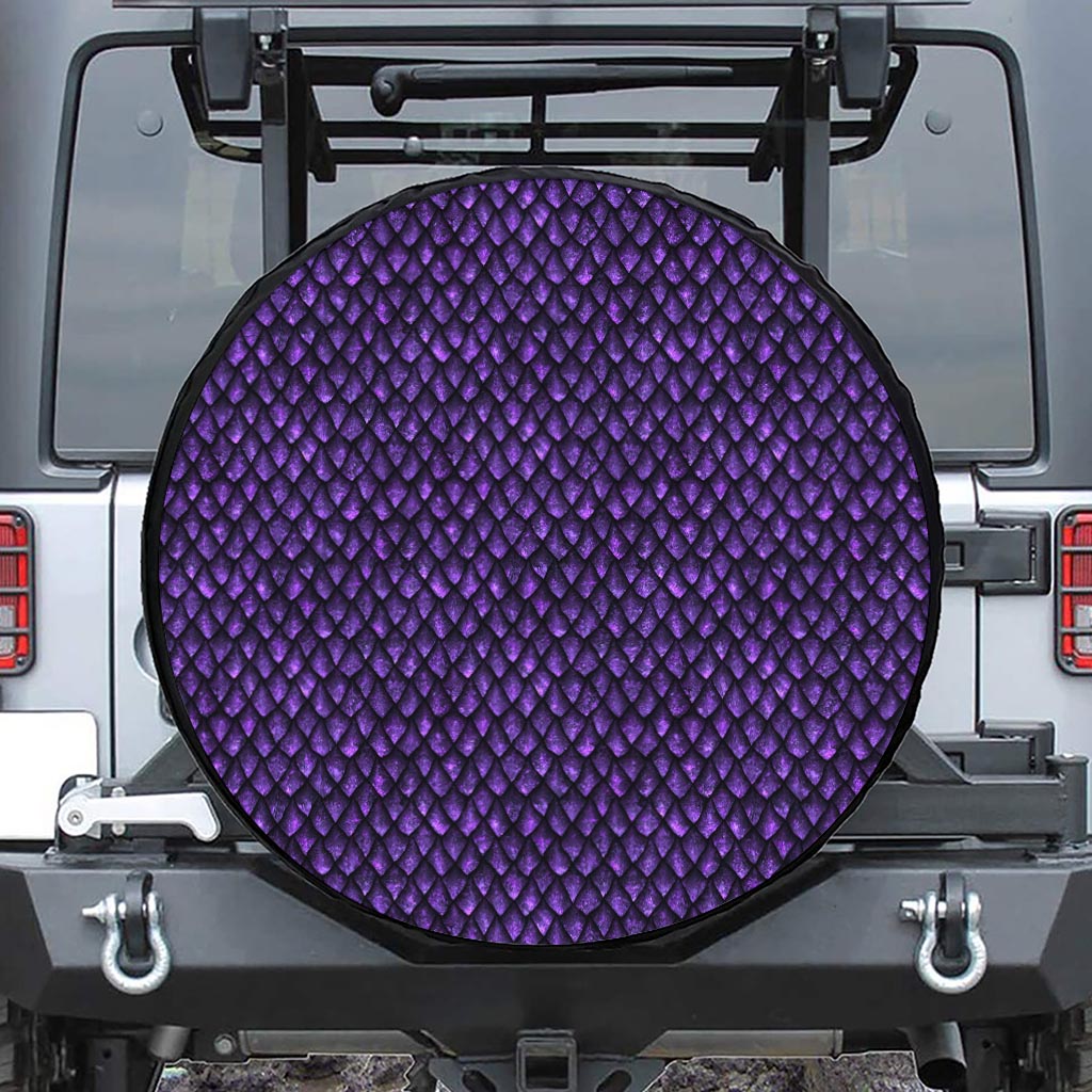 Purple Dragon Scales Pattern Print Tire Cover