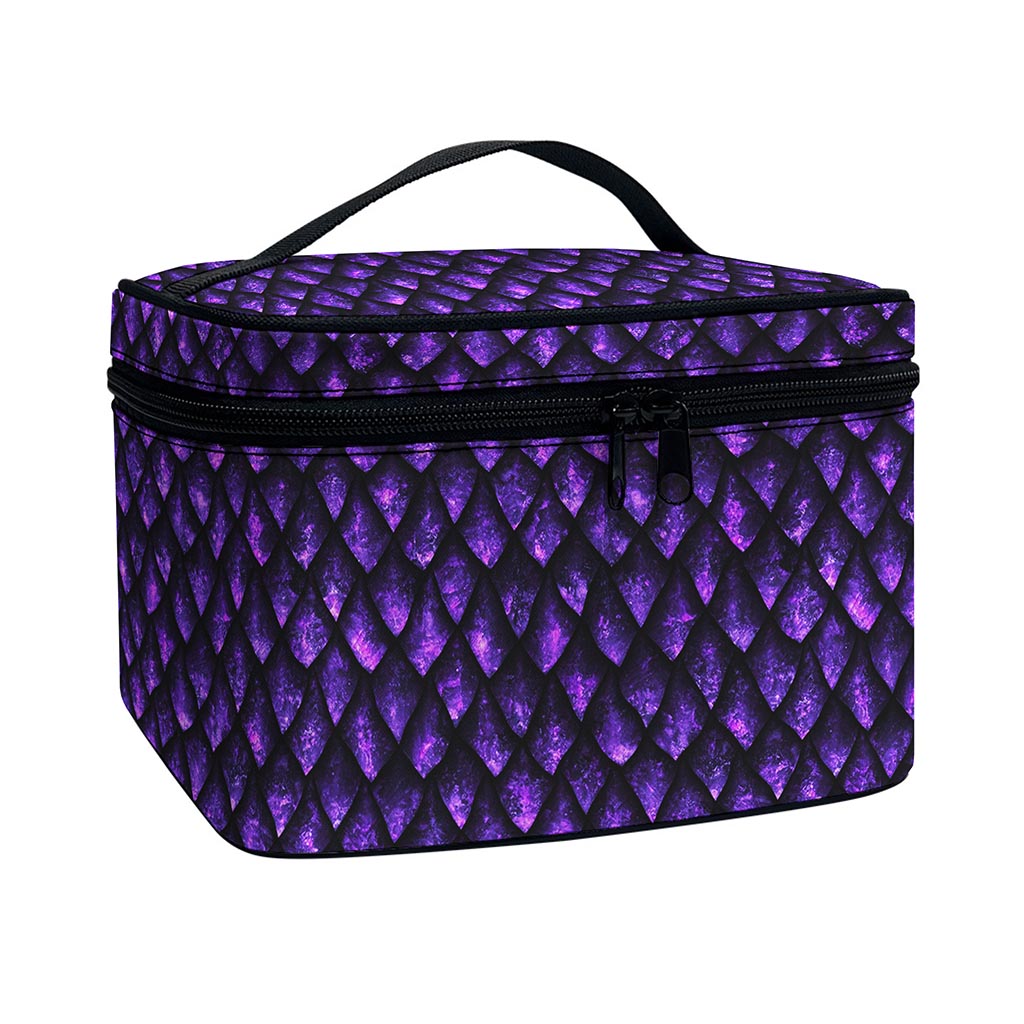 Purple Dragon Scales Pattern Print Travel Makeup Bag