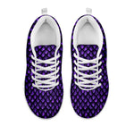 Purple Dragon Scales Pattern Print White Running Shoes