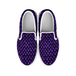 Purple Dragon Scales Pattern Print White Slip On Sneakers