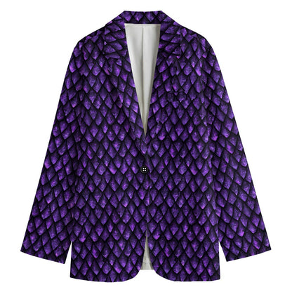Purple Dragon Scales Pattern Print Women's Blazer