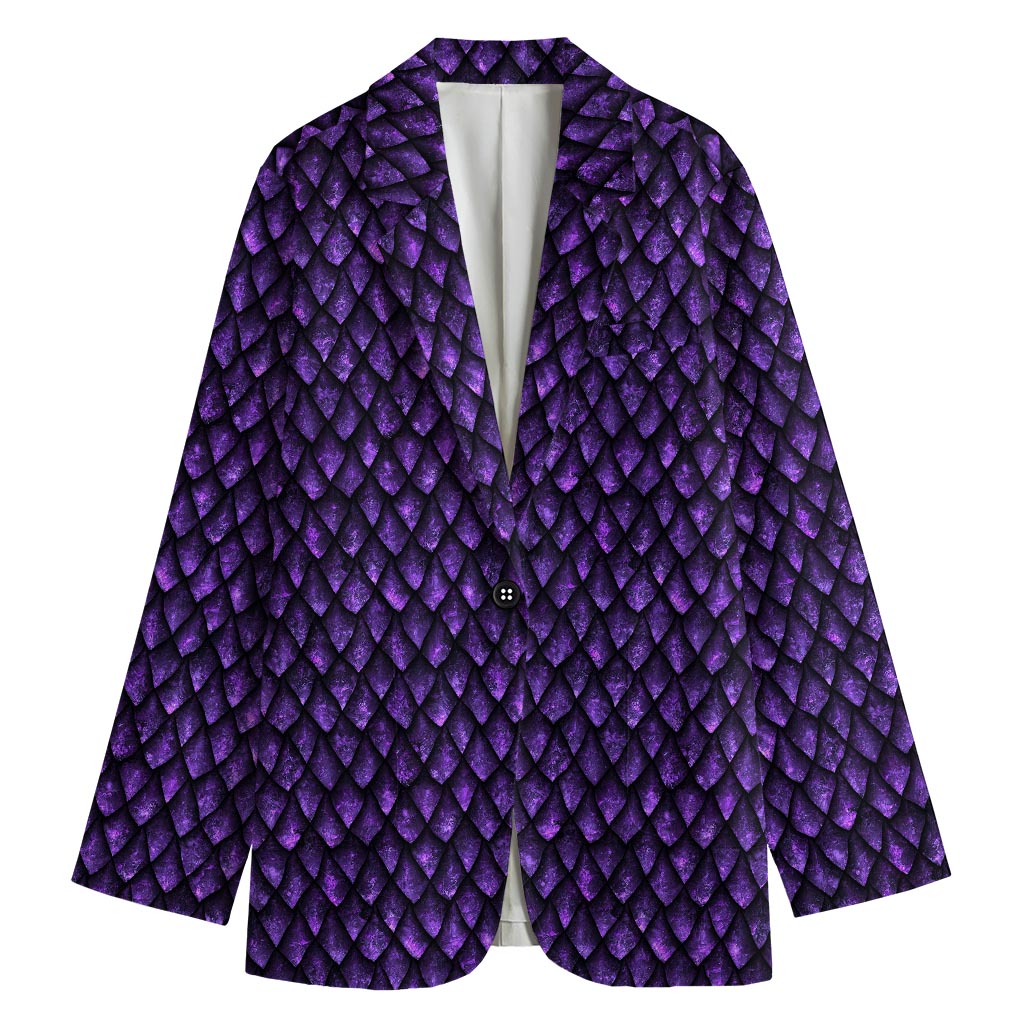 Purple Dragon Scales Pattern Print Women's Cotton Blazer