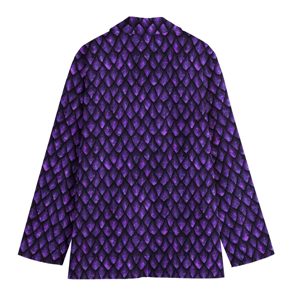 Purple Dragon Scales Pattern Print Women's Cotton Blazer