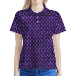 Purple Dragon Scales Pattern Print Women's Polo Shirt