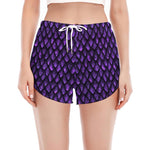 Purple Dragon Scales Pattern Print Women's Split Running Shorts