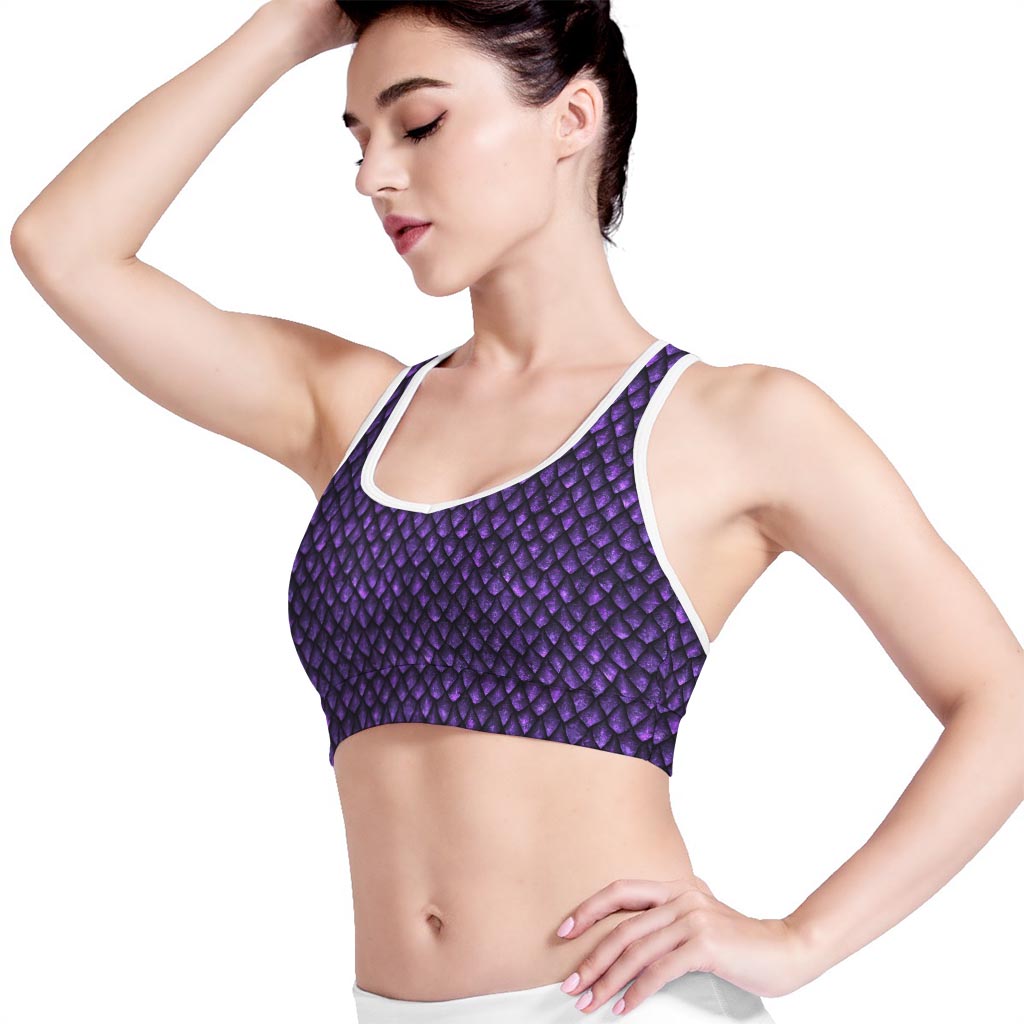 Purple Dragon Scales Pattern Print Women's Sports Bra