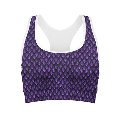 Purple Dragon Scales Pattern Print Women's Sports Bra