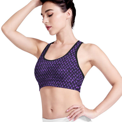 Purple Dragon Scales Pattern Print Women's Sports Bra