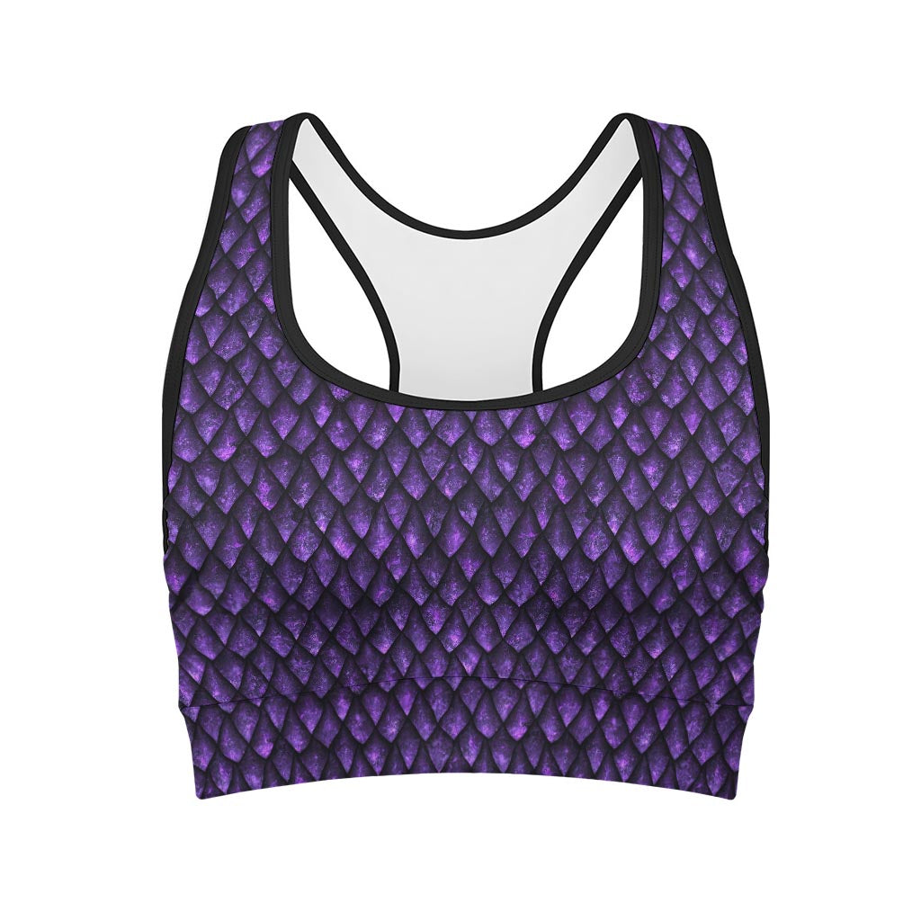 Purple Dragon Scales Pattern Print Women's Sports Bra