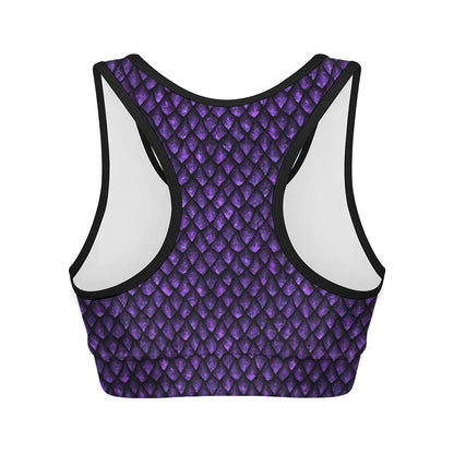 Purple Dragon Scales Pattern Print Women's Sports Bra