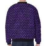 Purple Dragon Scales Pattern Print Zip Sleeve Bomber Jacket