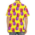 Purple EDM Pineapple Pattern Print Aloha Shirt
