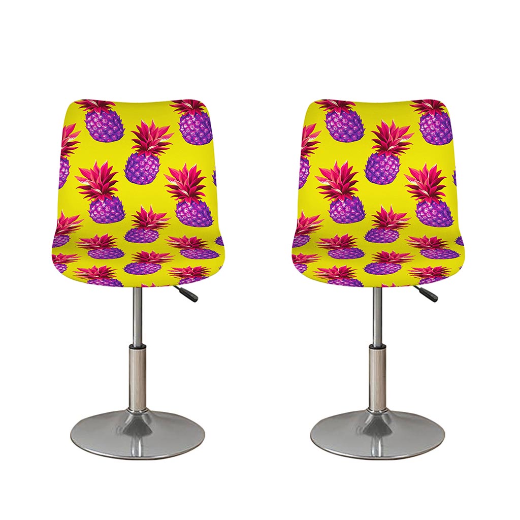 Purple EDM Pineapple Pattern Print Bar Stool Covers