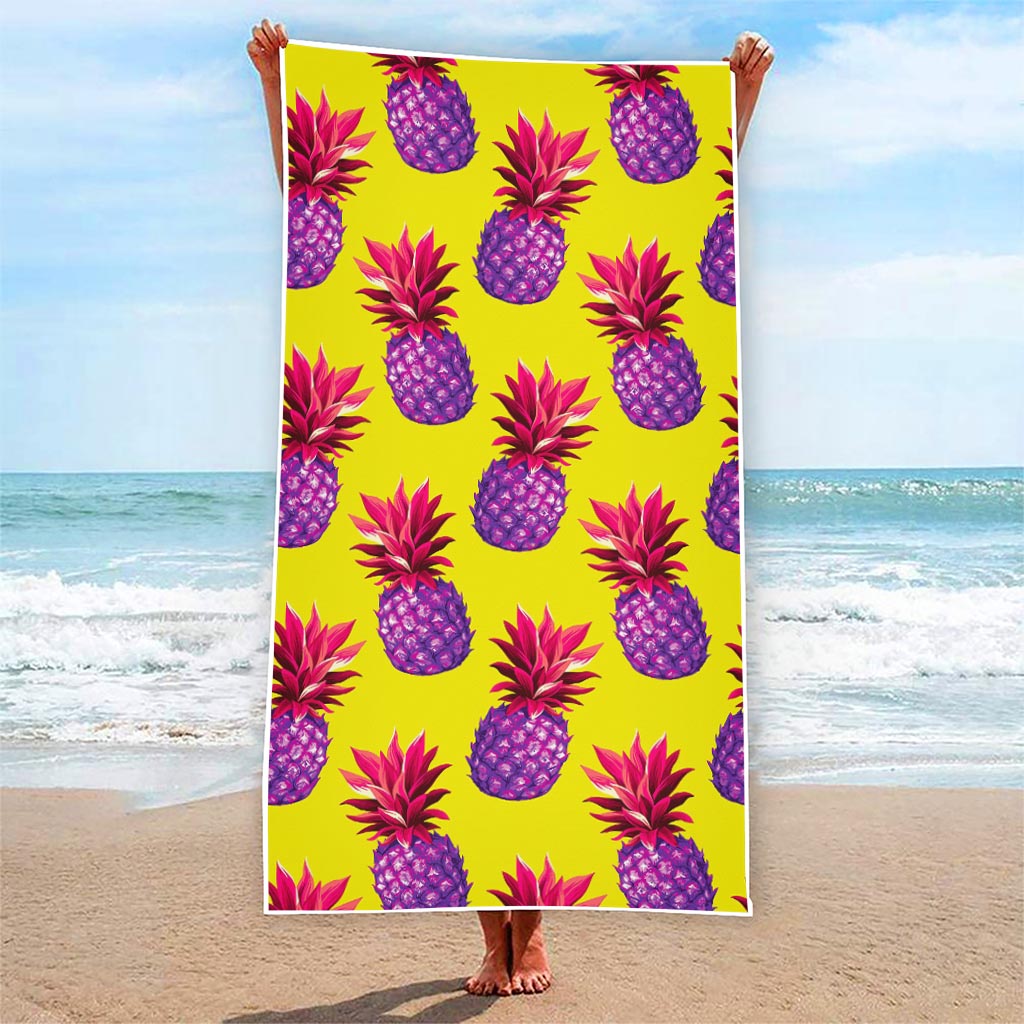 Purple EDM Pineapple Pattern Print Beach Towel