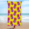 Purple EDM Pineapple Pattern Print Beach Towel