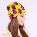 Purple EDM Pineapple Pattern Print Beanie
