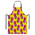 Purple EDM Pineapple Pattern Print Bib Apron With Pocket
