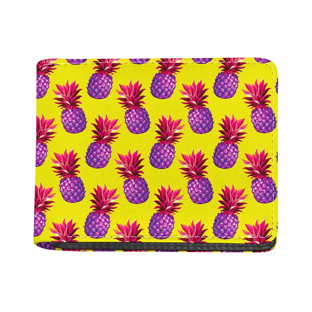 Purple EDM Pineapple Pattern Print Bifold Wallet