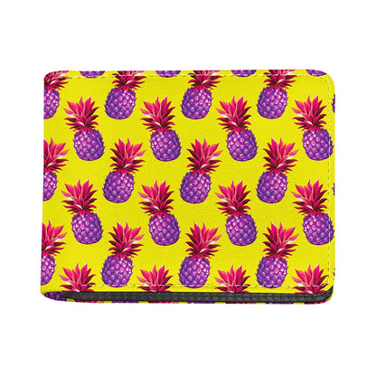 Purple EDM Pineapple Pattern Print Bifold Wallet