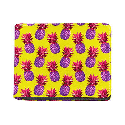 Purple EDM Pineapple Pattern Print Bifold Wallet