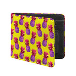 Purple EDM Pineapple Pattern Print Bifold Wallet
