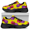 Purple EDM Pineapple Pattern Print Black Chunky Shoes