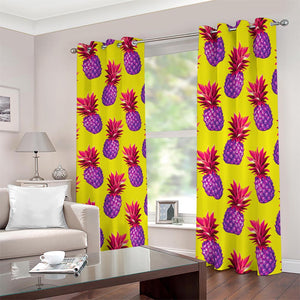 Purple EDM Pineapple Pattern Print Blackout Grommet Curtains