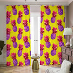 Purple EDM Pineapple Pattern Print Blackout Pencil Pleat Curtains