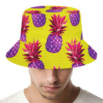 Purple EDM Pineapple Pattern Print Bucket Hat