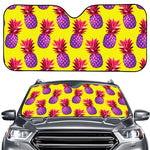 Purple EDM Pineapple Pattern Print Car Windshield Sun Shade