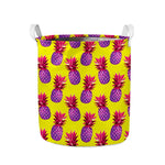 Purple EDM Pineapple Pattern Print Collapsible Laundry Basket
