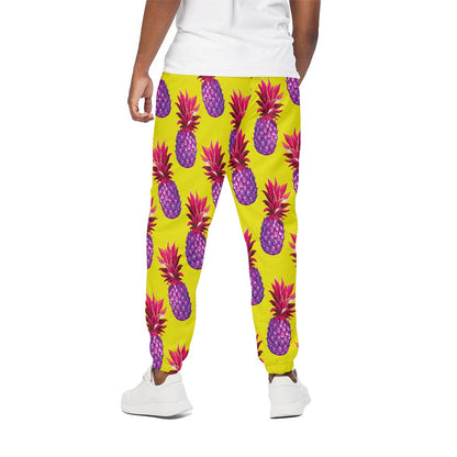 Purple EDM Pineapple Pattern Print Cotton Pants