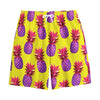 Purple EDM Pineapple Pattern Print Cotton Shorts