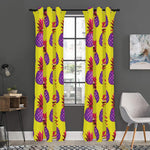 Purple EDM Pineapple Pattern Print Curtain