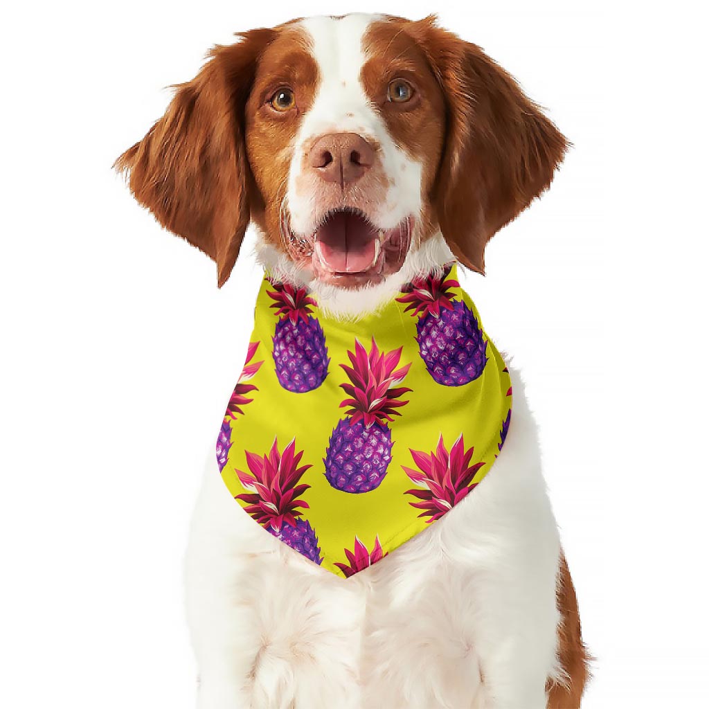 Purple EDM Pineapple Pattern Print Dog Bandana