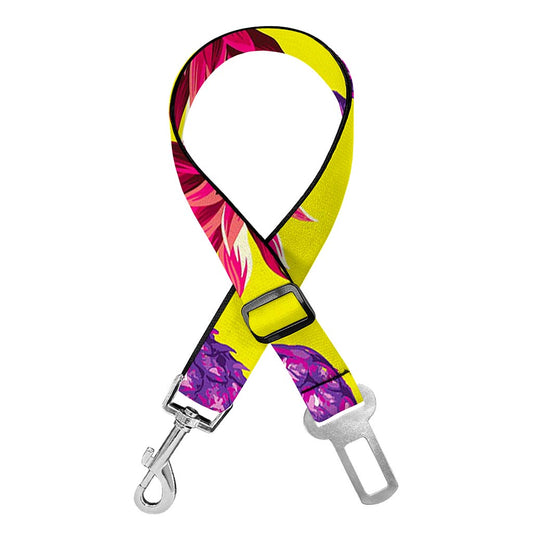 Purple EDM Pineapple Pattern Print Dog Seat Belt