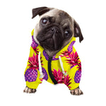 Purple EDM Pineapple Pattern Print Dog Zip Up Hoodie