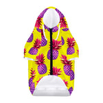 Purple EDM Pineapple Pattern Print Dog Zip Up Hoodie