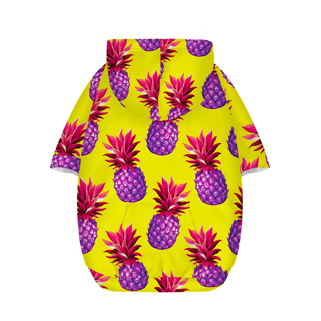 Purple EDM Pineapple Pattern Print Dog Zip Up Hoodie