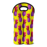 Purple EDM Pineapple Pattern Print Double Neoprene Wine Tote