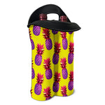 Purple EDM Pineapple Pattern Print Double Neoprene Wine Tote