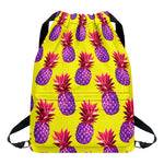 Purple EDM Pineapple Pattern Print Drawstring Backpack