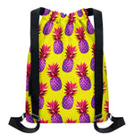 Purple EDM Pineapple Pattern Print Drawstring Backpack