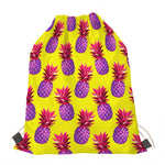 Purple EDM Pineapple Pattern Print Drawstring Bag